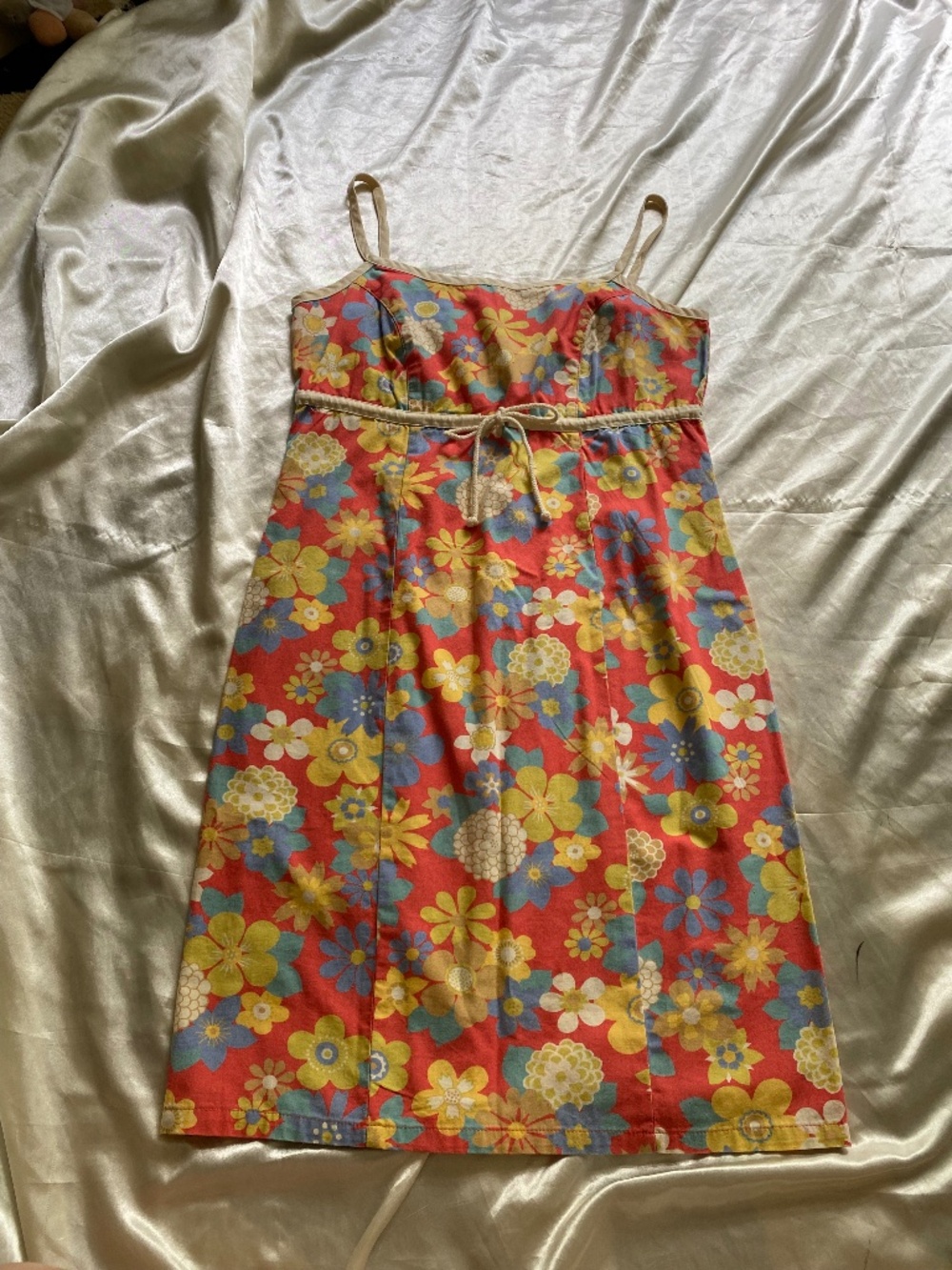 Vintage y2k Floral Multicolor Dress Summer Preppy Size 2 Cotton Old Navy